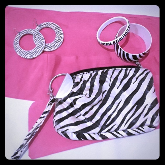 Zebra Print Clutch Purse Set - Picture 1 of 1